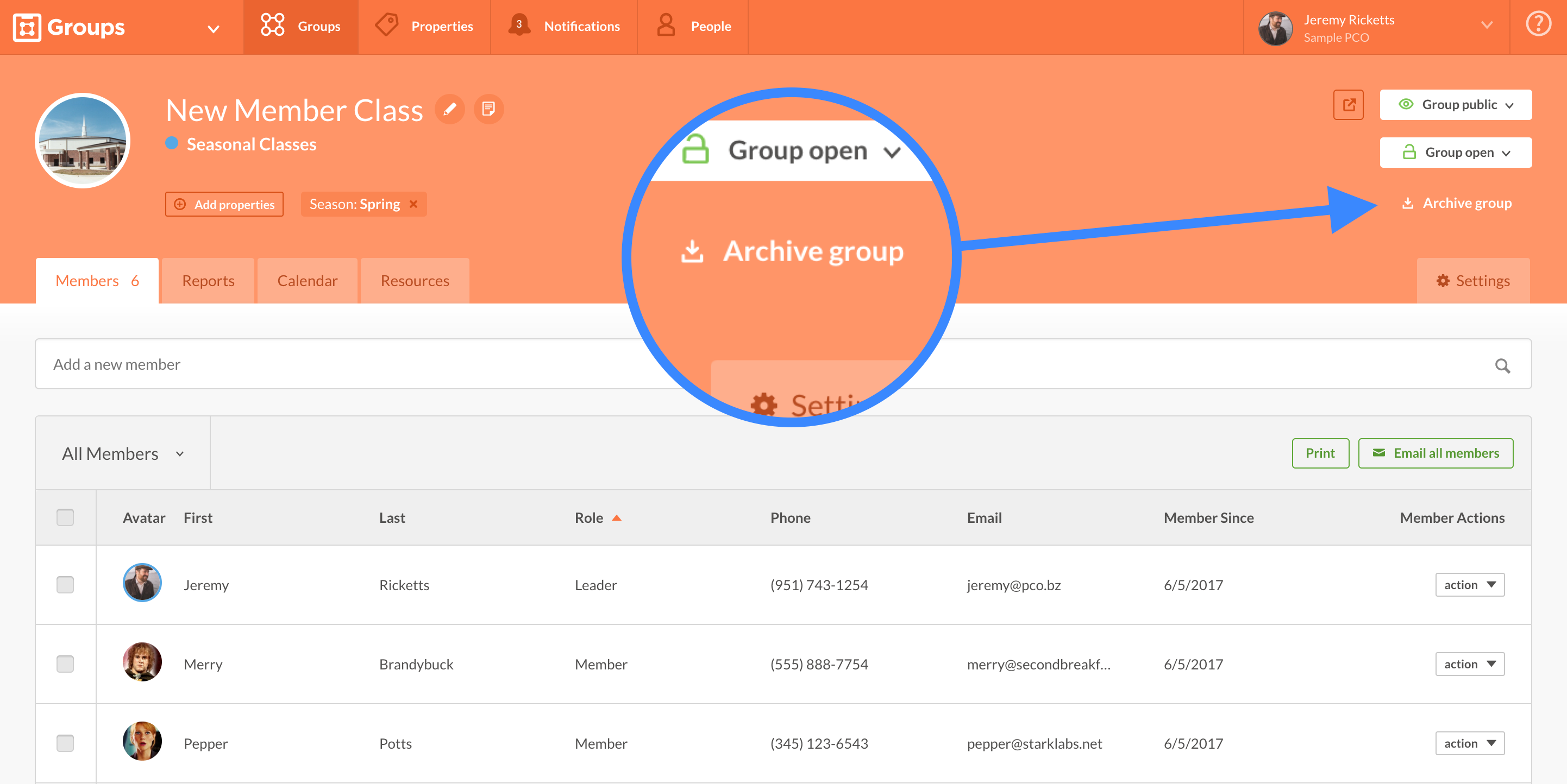 Archiving Groups